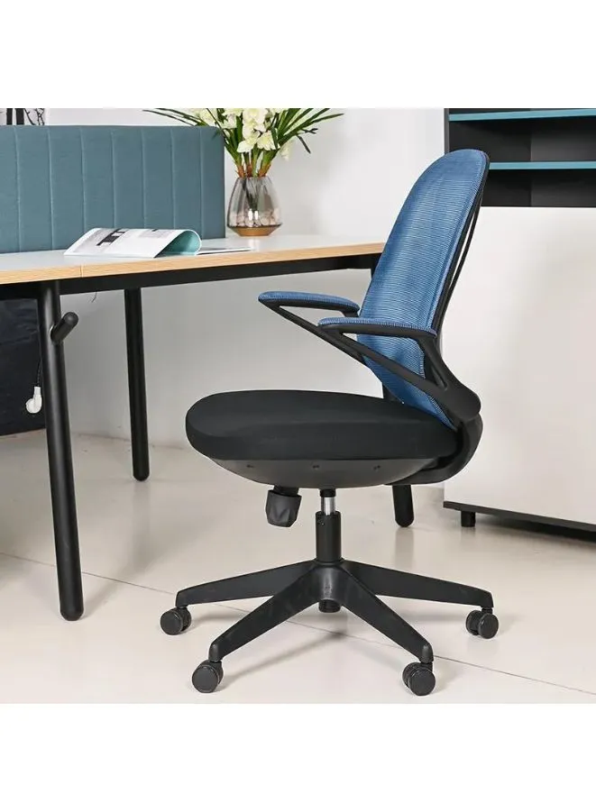 Modern Stylish Middle Back Mesh Office Chair with Elegant Design and Black Frame for Office and Home, Blue