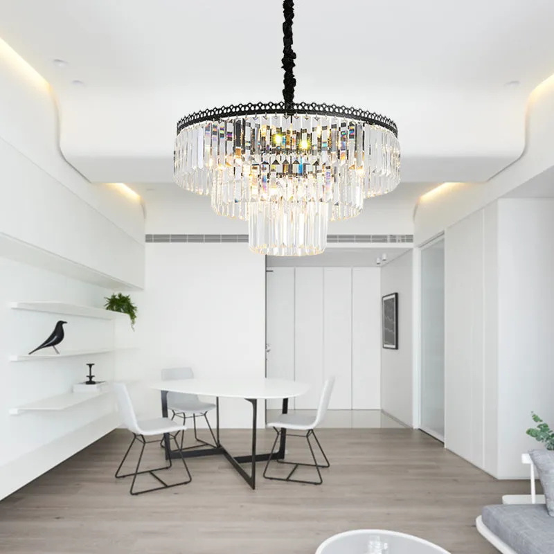 Modern Swirl Crystal Chandelier Light Fixture - 2/3 Tiers - 4/9 Lights - Clear Hanging Ceiling Light