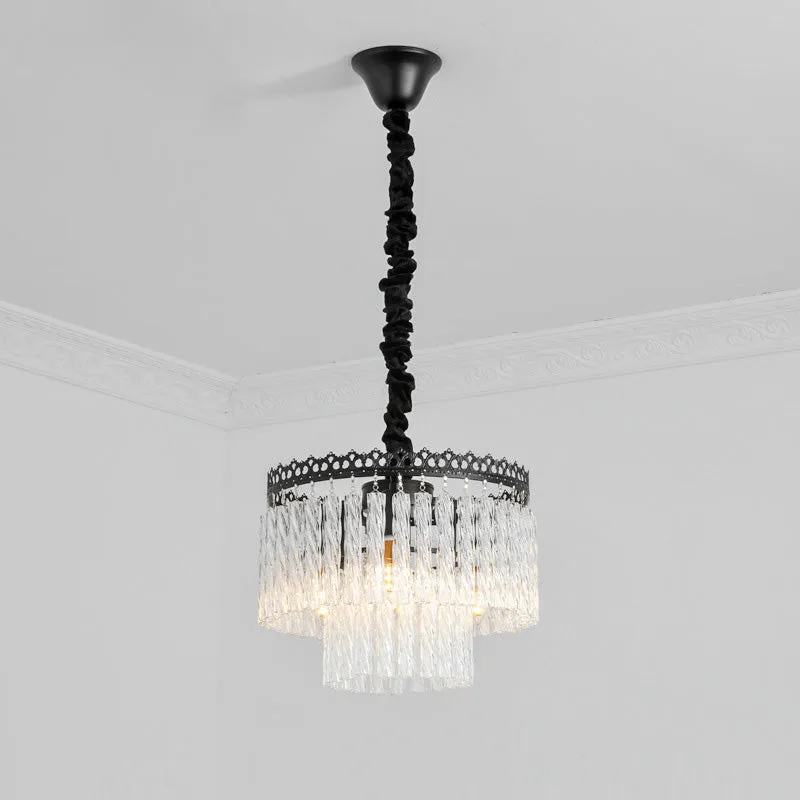 Modern Swirl Crystal Chandelier Light Fixture - 2/3 Tiers - 4/9 Lights - Clear Hanging Ceiling Light