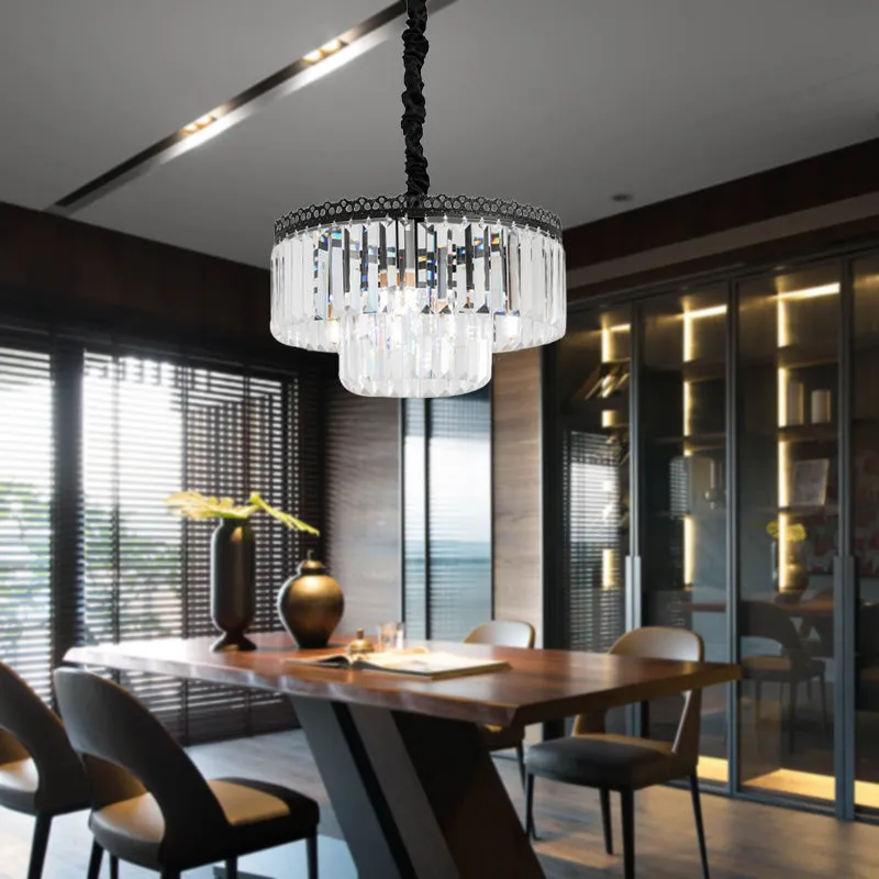 Modern Swirl Crystal Chandelier Light Fixture - 2/3 Tiers - 4/9 Lights - Clear Hanging Ceiling Light