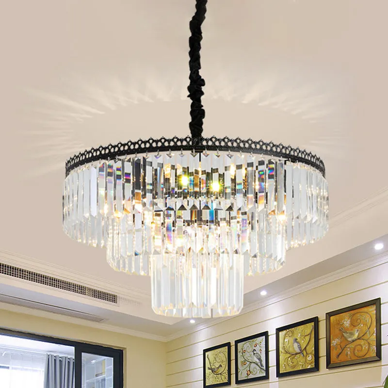 Modern Swirl Crystal Chandelier Light Fixture - 2/3 Tiers - 4/9 Lights - Clear Hanging Ceiling Light