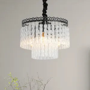 Modern Swirl Crystal Chandelier Light Fixture - 2/3 Tiers - 4/9 Lights - Clear Hanging Ceiling Light