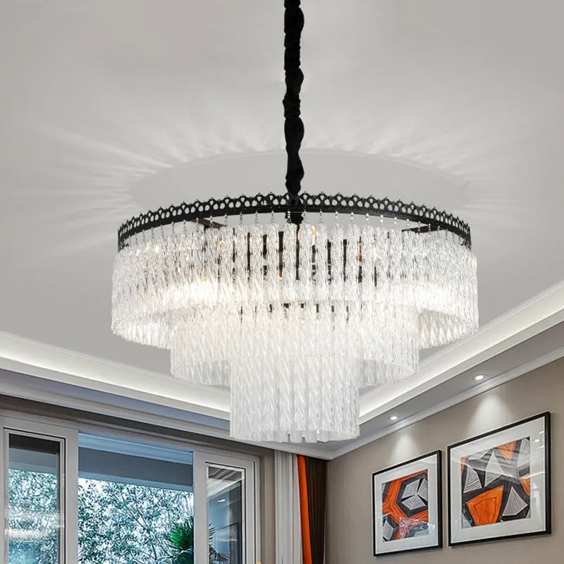 Modern Swirl Crystal Chandelier Light Fixture - 2/3 Tiers - 4/9 Lights - Clear Hanging Ceiling Light