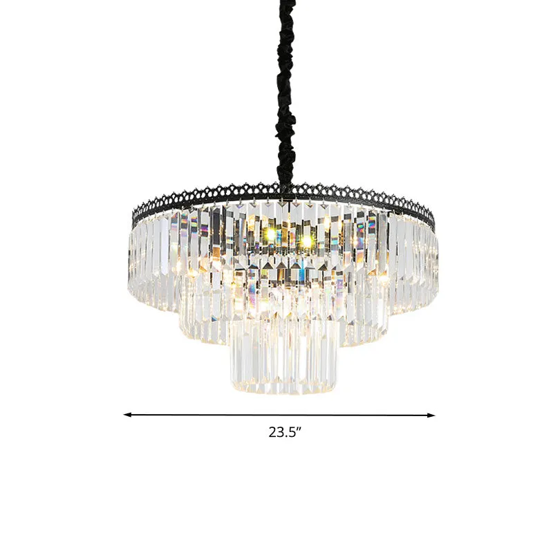 Modern Swirl Crystal Chandelier Light Fixture - 2/3 Tiers - 4/9 Lights - Clear Hanging Ceiling Light