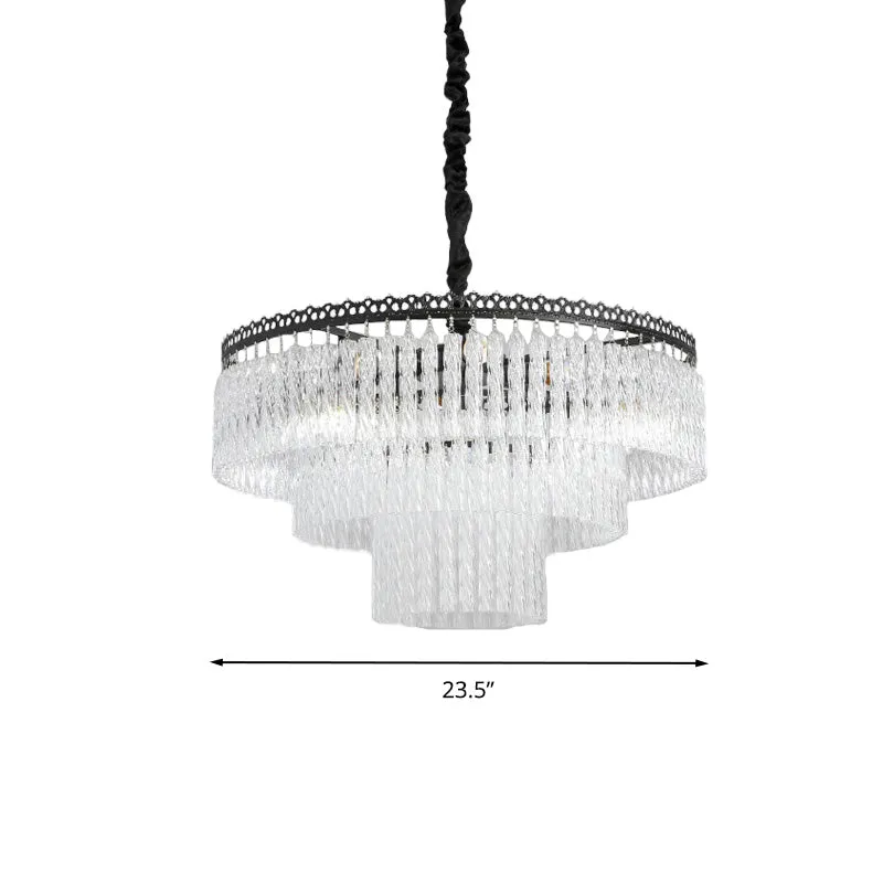 Modern Swirl Crystal Chandelier Light Fixture - 2/3 Tiers - 4/9 Lights - Clear Hanging Ceiling Light