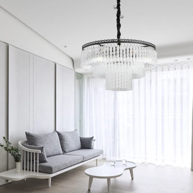 Modern Swirl Crystal Chandelier Light Fixture - 2/3 Tiers - 4/9 Lights - Clear Hanging Ceiling Light