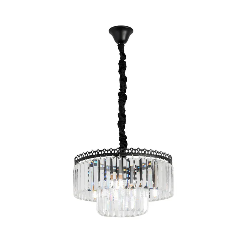 Modern Swirl Crystal Chandelier Light Fixture - 2/3 Tiers - 4/9 Lights - Clear Hanging Ceiling Light