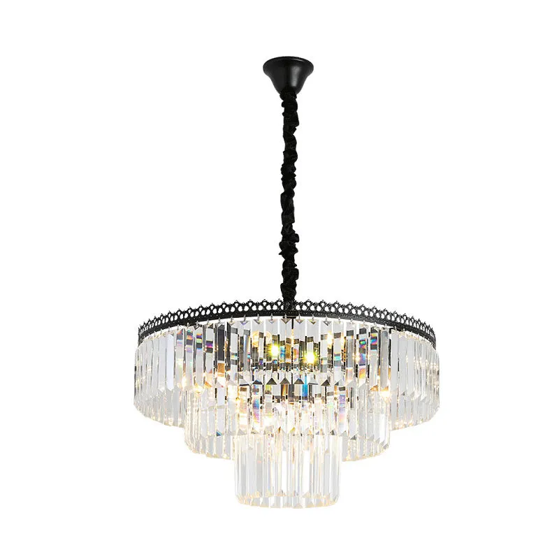 Modern Swirl Crystal Chandelier Light Fixture - 2/3 Tiers - 4/9 Lights - Clear Hanging Ceiling Light