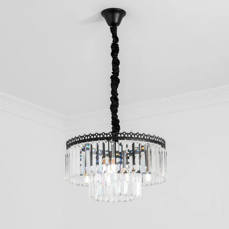 Modern Swirl Crystal Chandelier Light Fixture - 2/3 Tiers - 4/9 Lights - Clear Hanging Ceiling Light