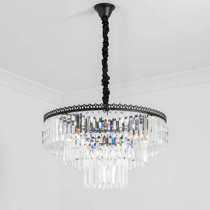 Modern Swirl Crystal Chandelier Light Fixture - 2/3 Tiers - 4/9 Lights - Clear Hanging Ceiling Light