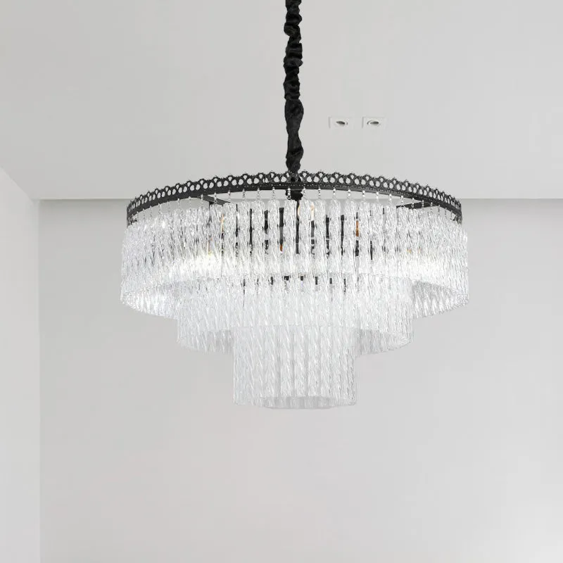 Modern Swirl Crystal Chandelier Light Fixture - 2/3 Tiers - 4/9 Lights - Clear Hanging Ceiling Light