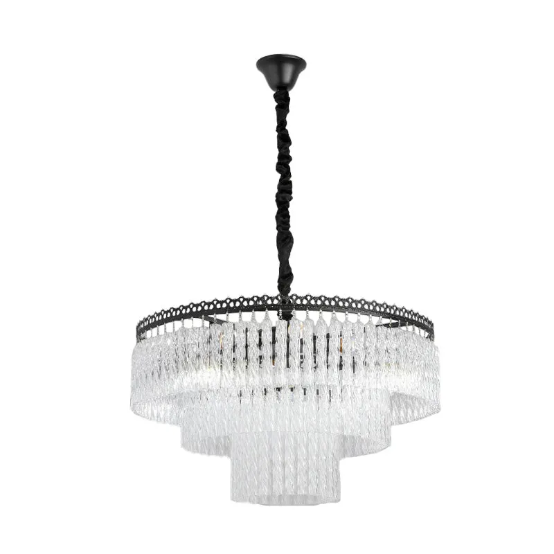 Modern Swirl Crystal Chandelier Light Fixture - 2/3 Tiers - 4/9 Lights - Clear Hanging Ceiling Light