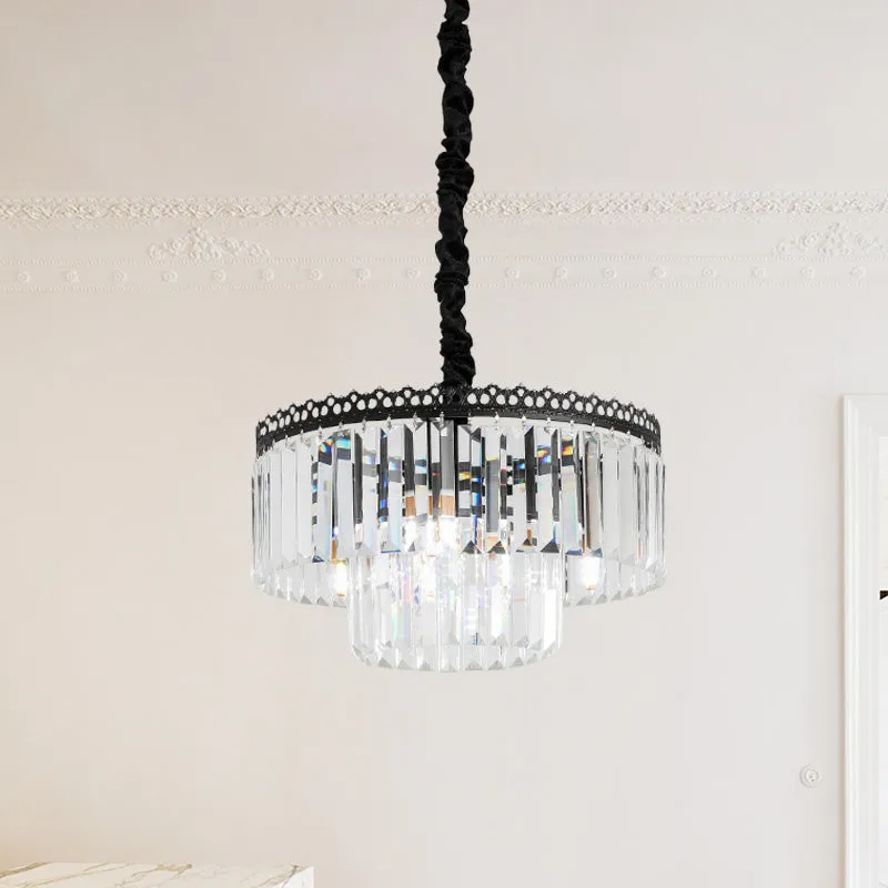 Modern Swirl Crystal Chandelier Light Fixture - 2/3 Tiers - 4/9 Lights - Clear Hanging Ceiling Light