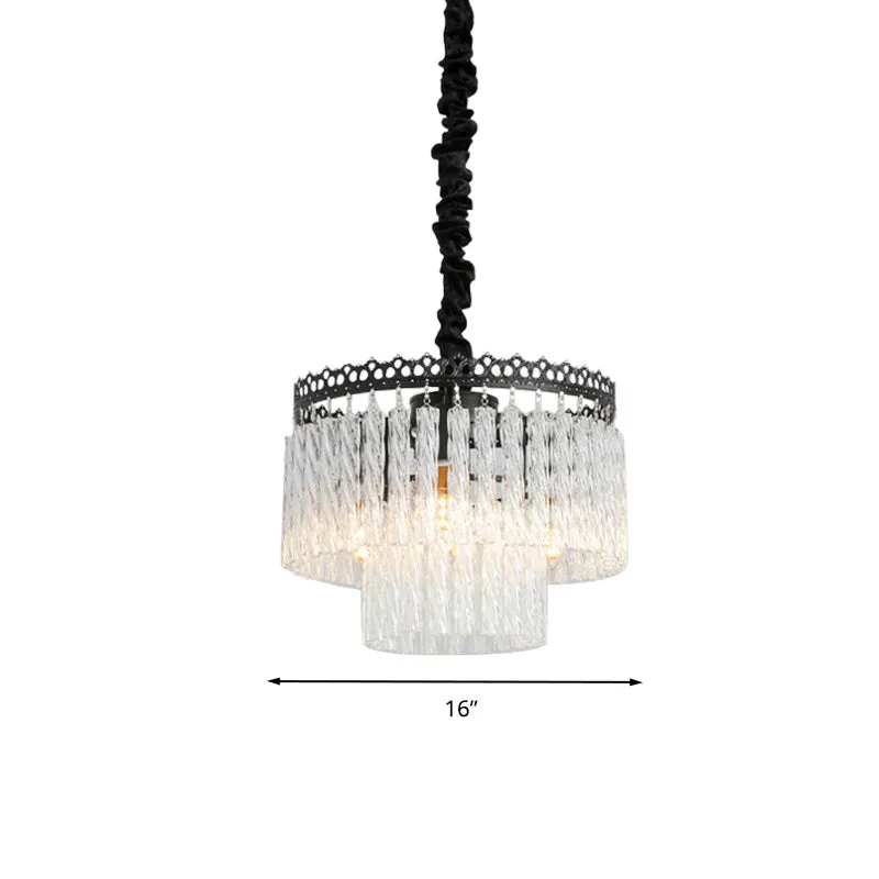 Modern Swirl Crystal Chandelier Light Fixture - 2/3 Tiers - 4/9 Lights - Clear Hanging Ceiling Light