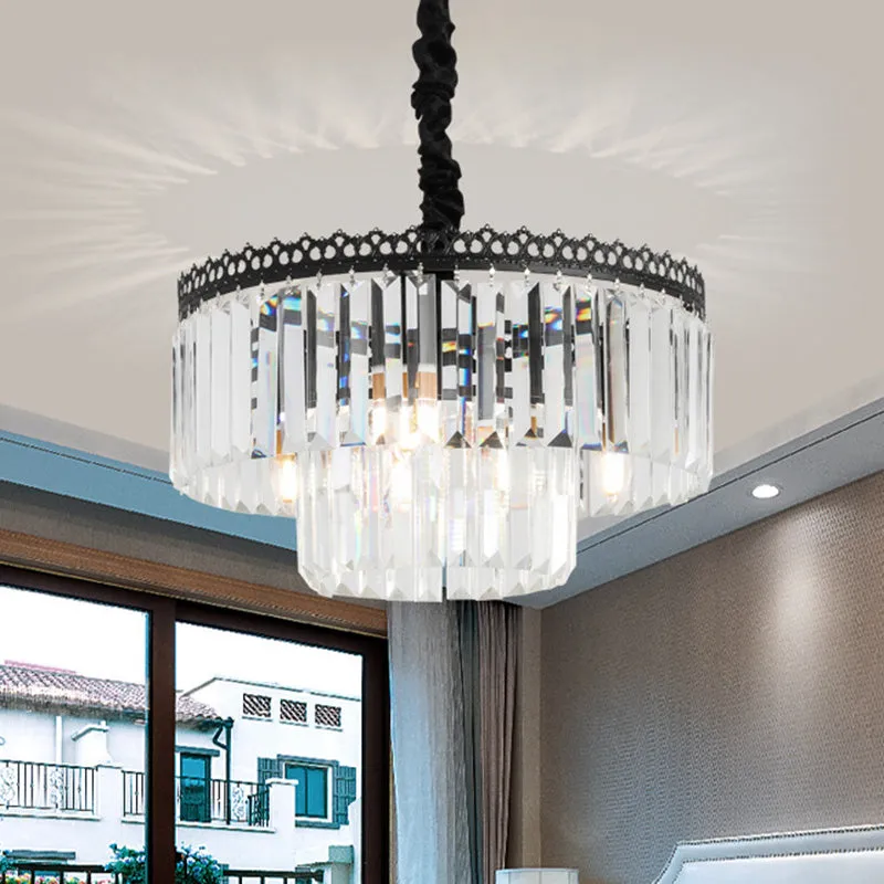 Modern Swirl Crystal Chandelier Light Fixture - 2/3 Tiers - 4/9 Lights - Clear Hanging Ceiling Light