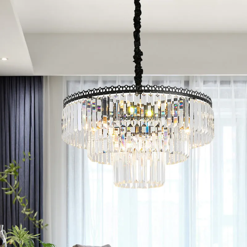 Modern Swirl Crystal Chandelier Light Fixture - 2/3 Tiers - 4/9 Lights - Clear Hanging Ceiling Light