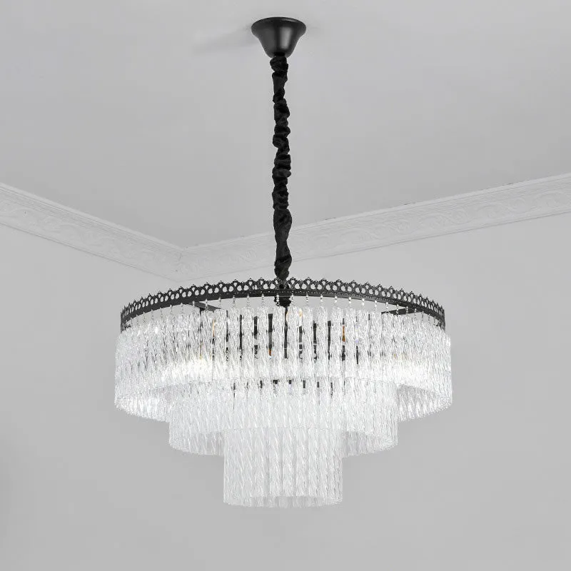 Modern Swirl Crystal Chandelier Light Fixture - 2/3 Tiers - 4/9 Lights - Clear Hanging Ceiling Light