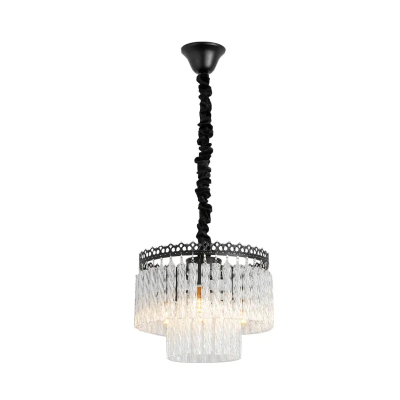 Modern Swirl Crystal Chandelier Light Fixture - 2/3 Tiers - 4/9 Lights - Clear Hanging Ceiling Light