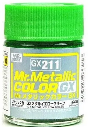 Mr. Hobby GX211 Mr. Metallic Color GX Metal Yellow Green Lacquer Paint 18ml