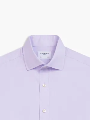 Non-Iron Lilac Horizontal Herringbone Slim Fit Single Cuff Semi-Cutaway Collar Shirt