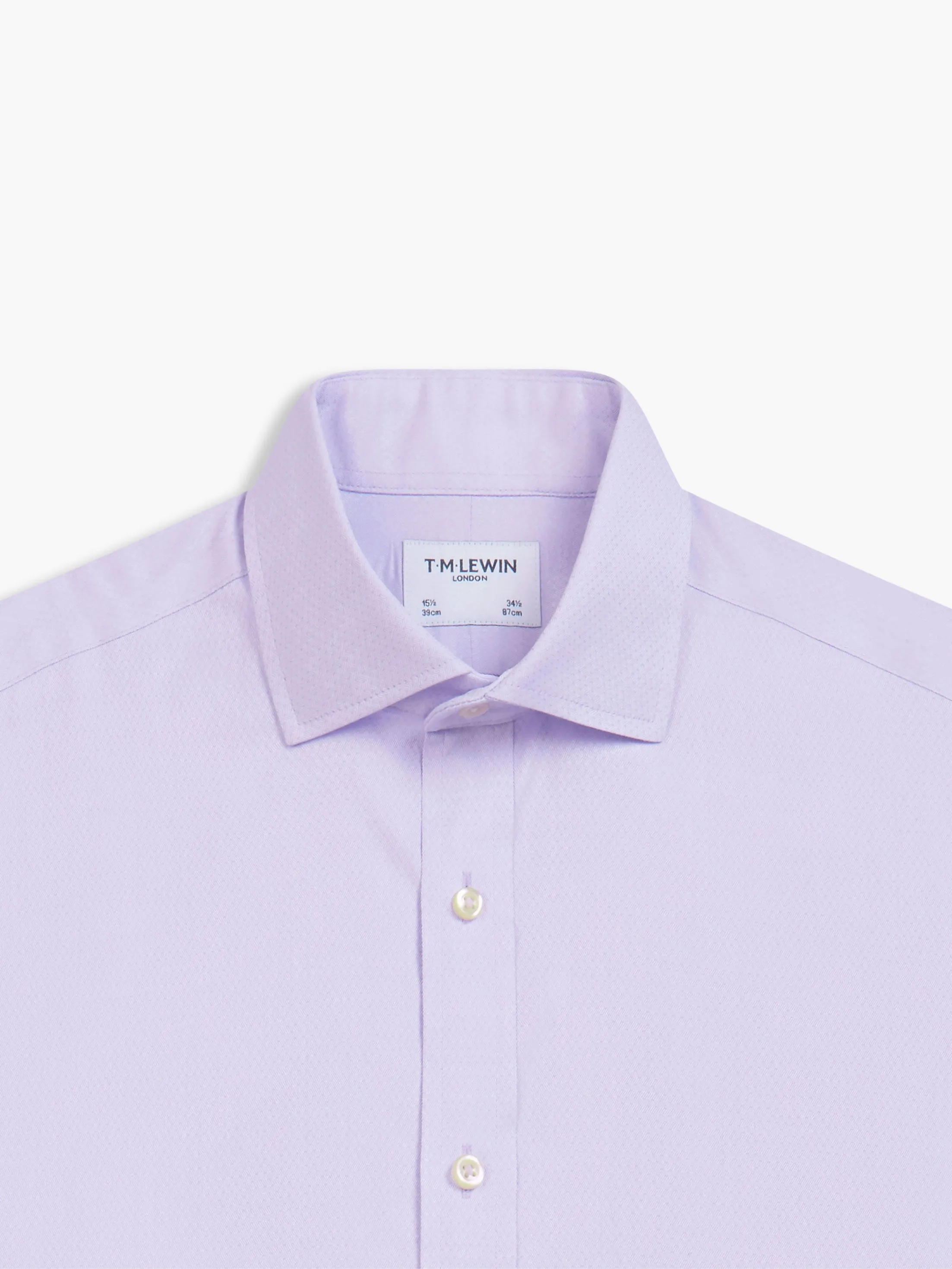 Non-Iron Lilac Horizontal Herringbone Slim Fit Single Cuff Semi-Cutaway Collar Shirt