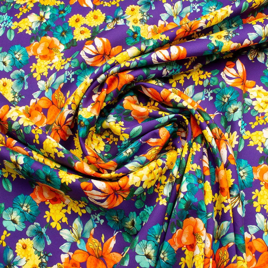 Orange & Yellow Floral Printed Lightweight Cotton (A 2m Piece)