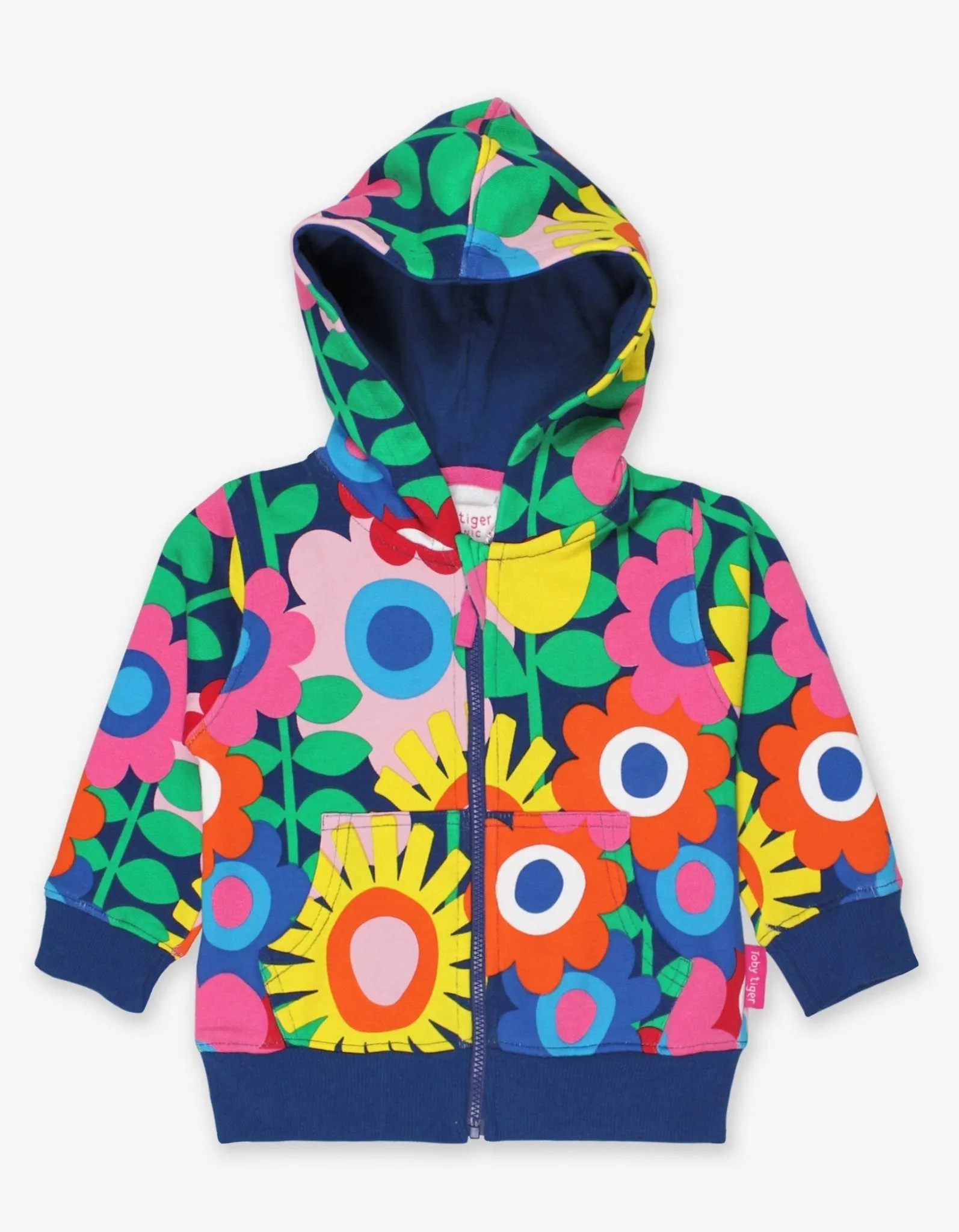 Organic Navy Flower Power Hoodie