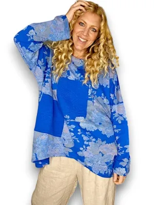 PATCHWORK SWEATER SCARLETT ROSE COTTON COBALT