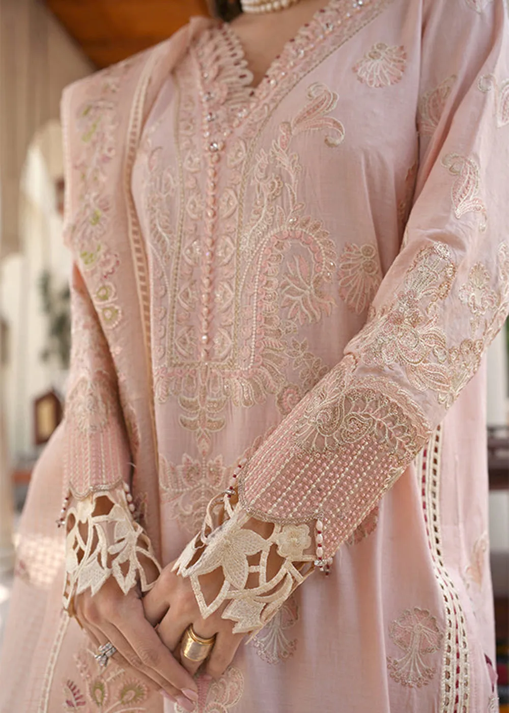 Pink Lawn Dress - Bahaar Luxury Lawn '23 by Mariyam's - Lara B-1015