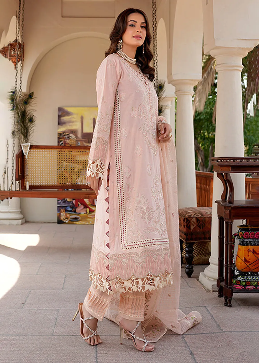 Pink Lawn Dress - Bahaar Luxury Lawn '23 by Mariyam's - Lara B-1015