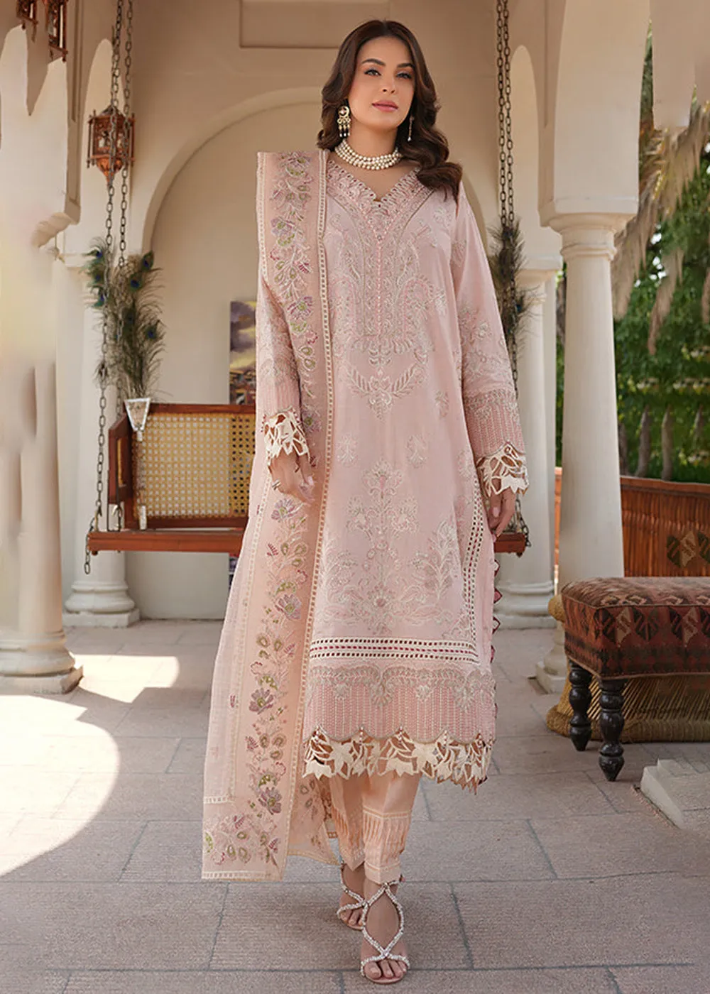 Pink Lawn Dress - Bahaar Luxury Lawn '23 by Mariyam's - Lara B-1015