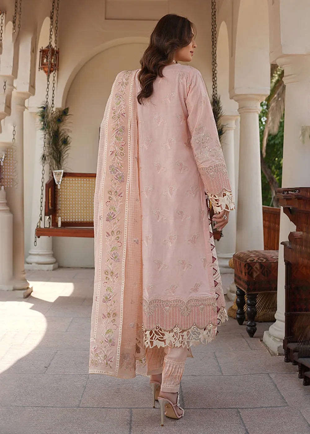 Pink Lawn Dress - Bahaar Luxury Lawn '23 by Mariyam's - Lara B-1015