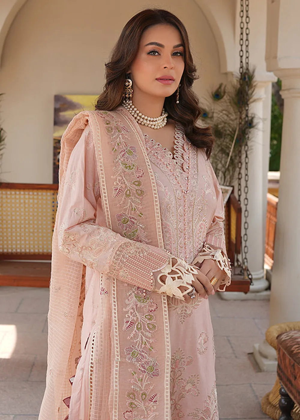 Pink Lawn Dress - Bahaar Luxury Lawn '23 by Mariyam's - Lara B-1015