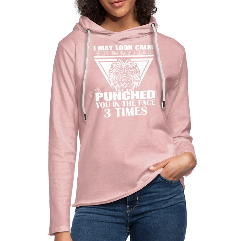 Punched You 3 Times In The Face Lightweight Terry Hoodie (Stay Calm)