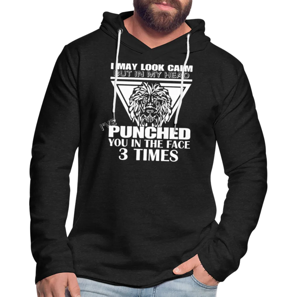 Punched You 3 Times In The Face Lightweight Terry Hoodie (Stay Calm)