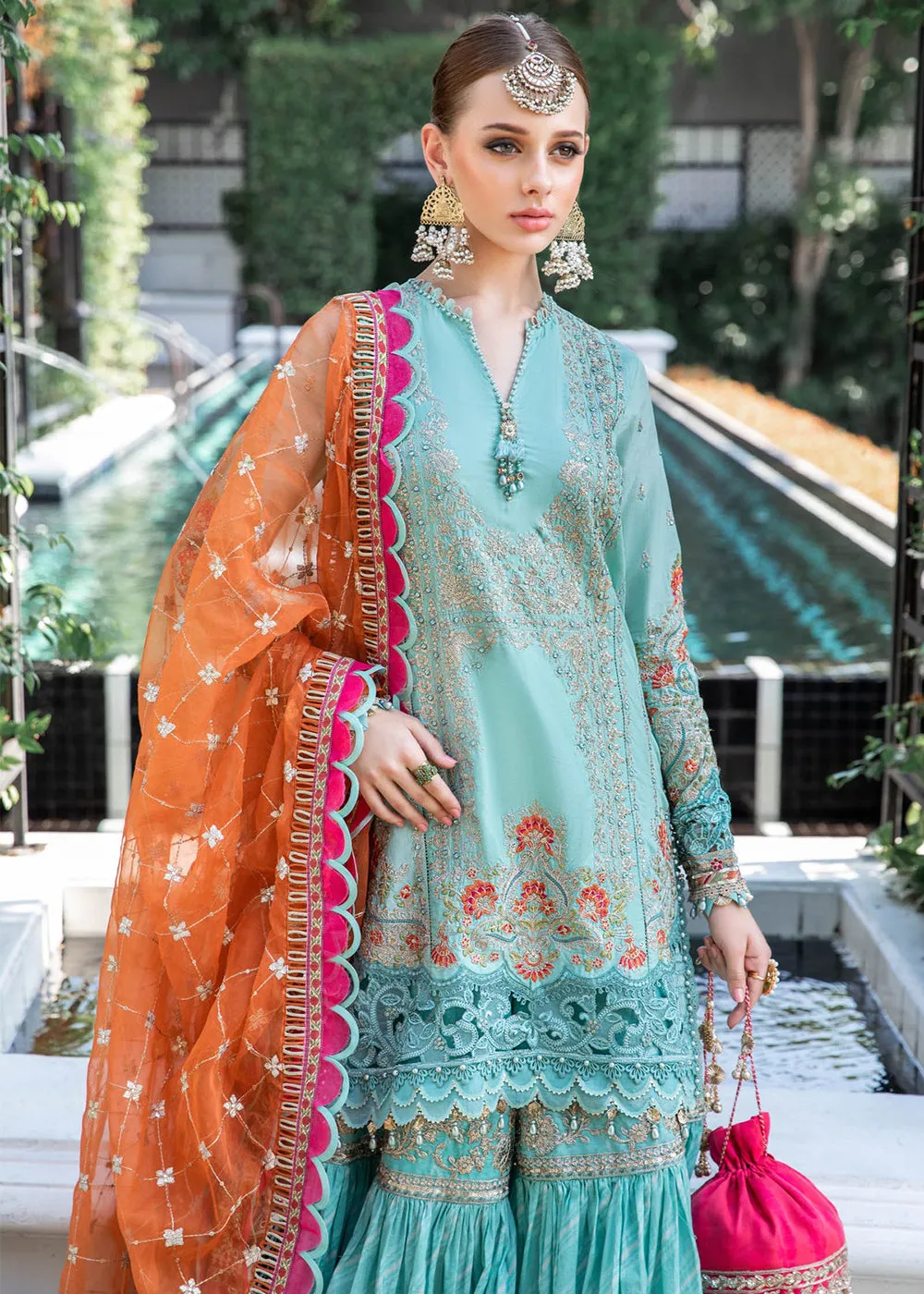 Sea Green Gharara Suit - Maria B Lawn Eid Collection 2023 - EL-23-05