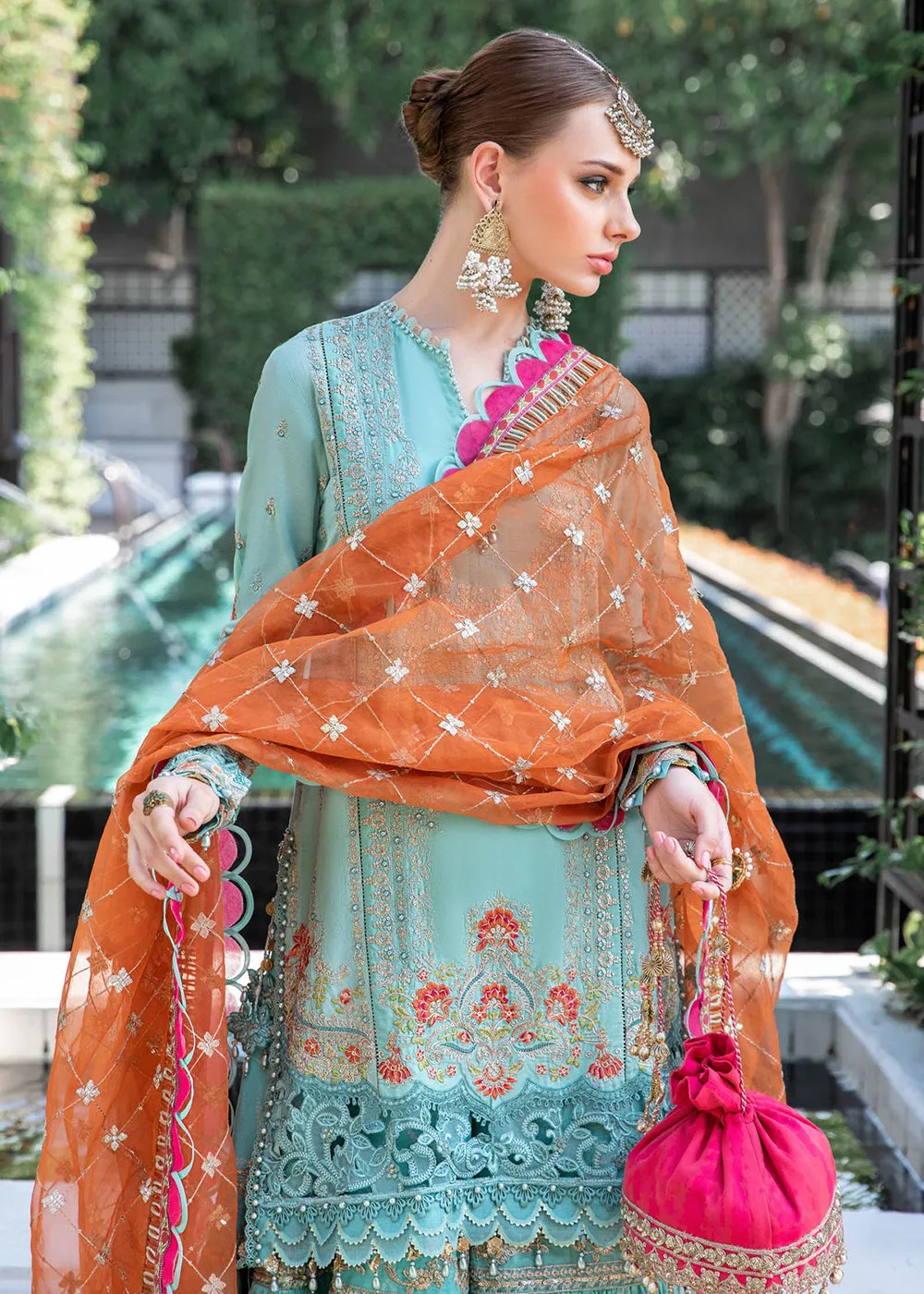 Sea Green Gharara Suit - Maria B Lawn Eid Collection 2023 - EL-23-05