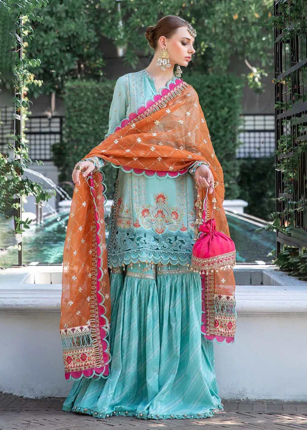 Sea Green Gharara Suit - Maria B Lawn Eid Collection 2023 - EL-23-05