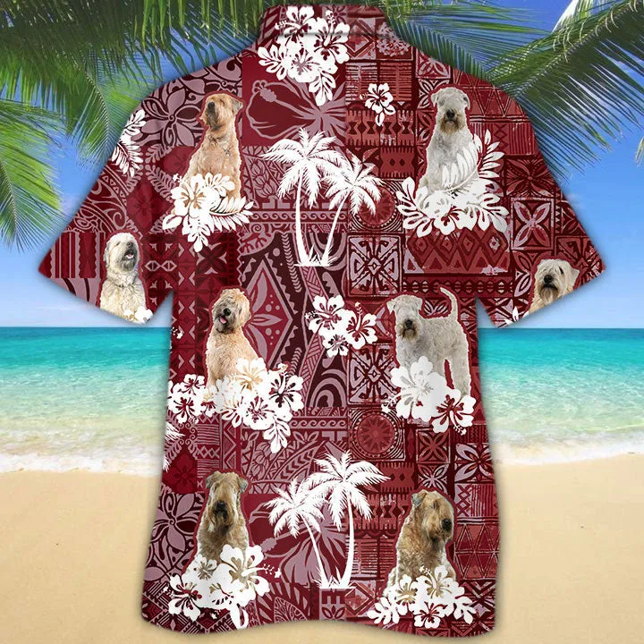 Soft Coated Wheaten Terrier Hawaiian Shirt, Dog Hawaii Shirt Red Tribal Pattern