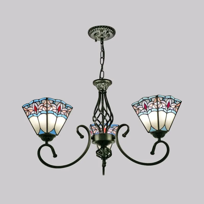 Stained Glass Pyramid Chandelier - Traditional Pendant Light for Dining Room