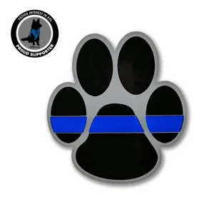 Thin Blue Line Paw Sticker - 3 x 3.5 Inches