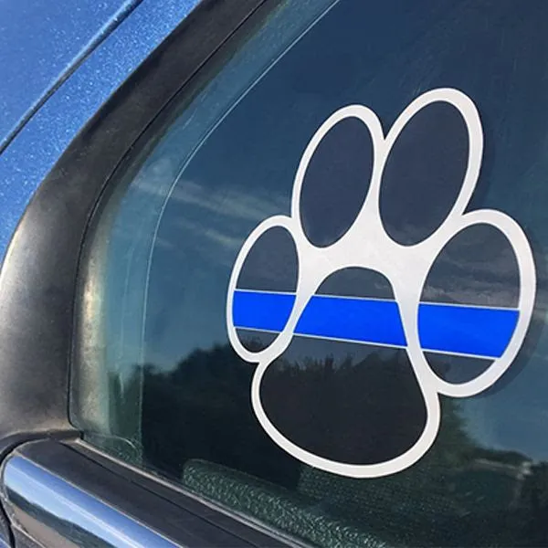 Thin Blue Line Paw Sticker - 3 x 3.5 Inches