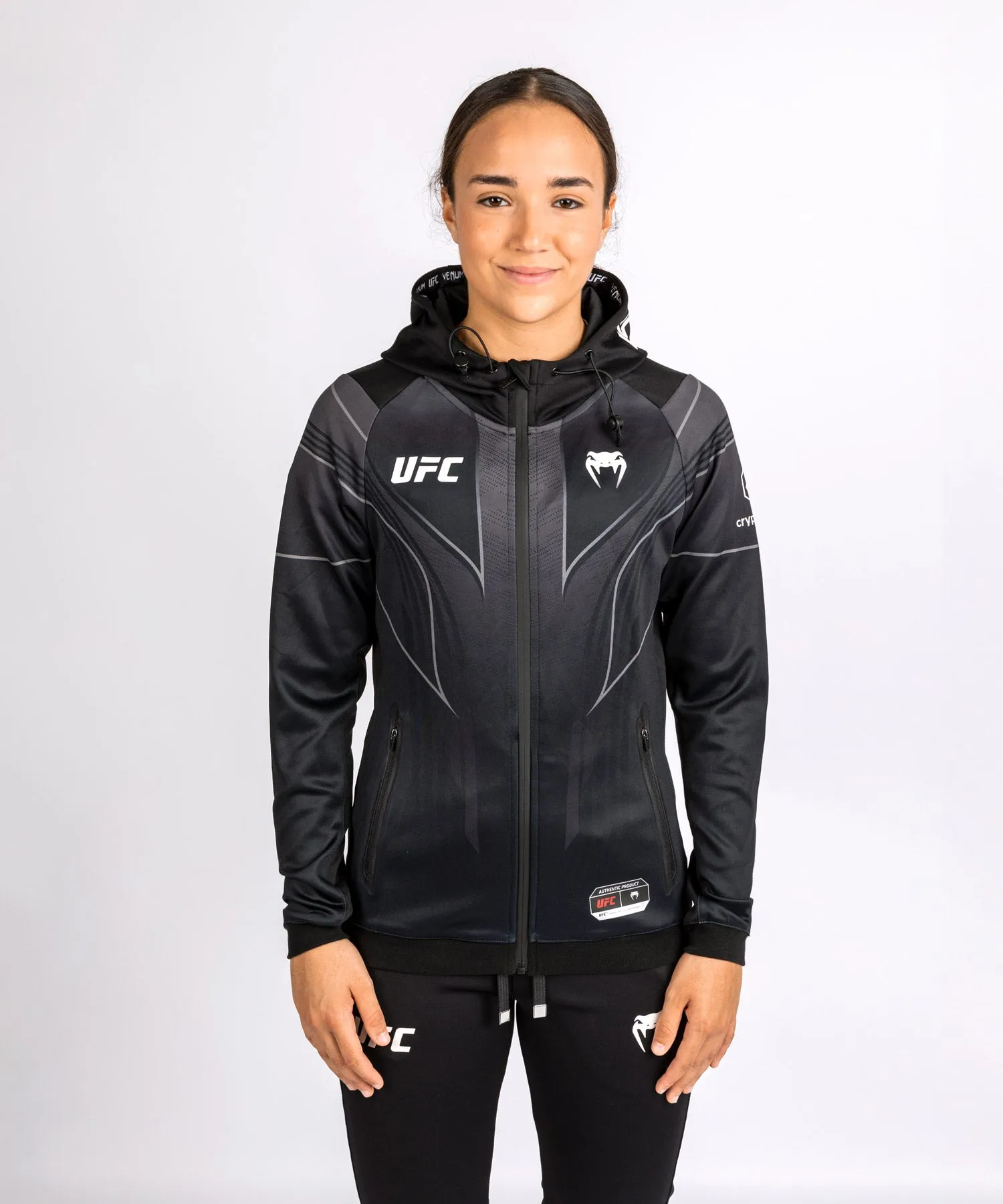 UFC Venum Personalized Authentic Fight Night 2.0 Women's Walkout Hoodie - Black