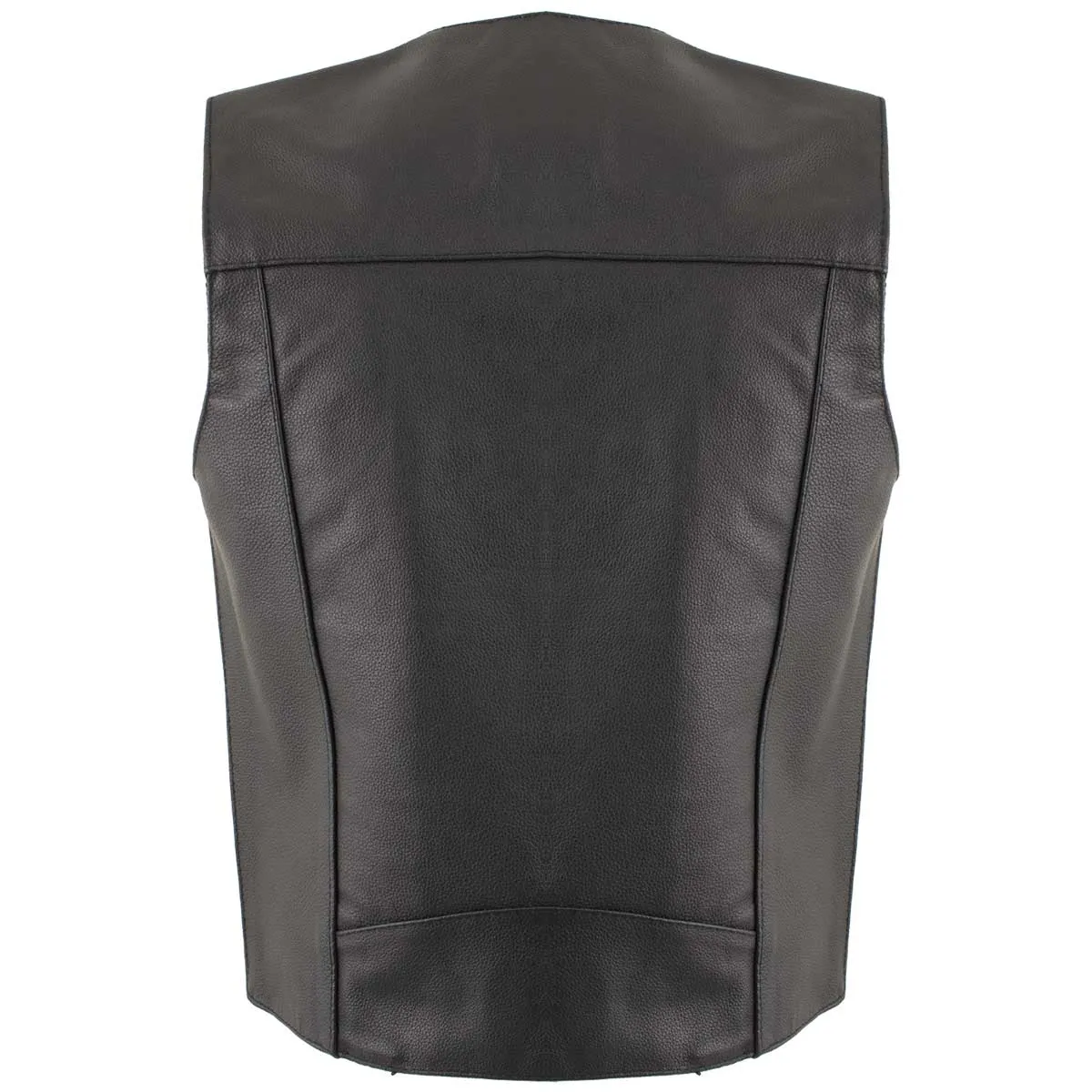 USA Leather 1201 Men's Black Classic Club Style Motorcycle Original Leather Vest