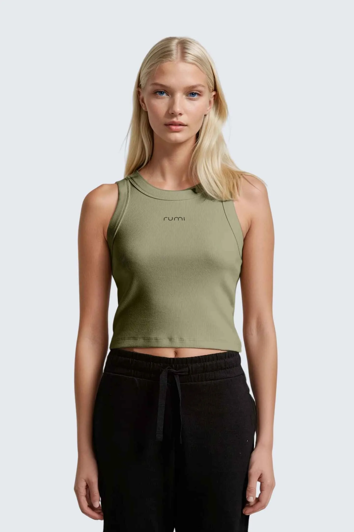 W MoonRib Cropped Tank - Pistachio Deep