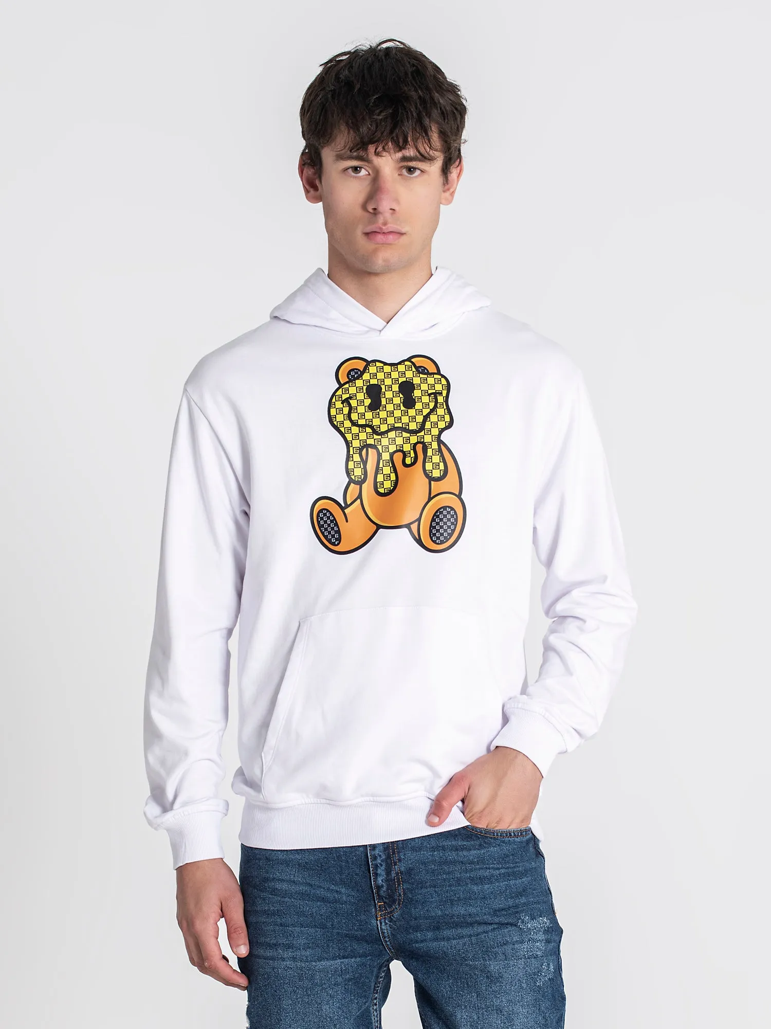 White Melting Bear Hoodie