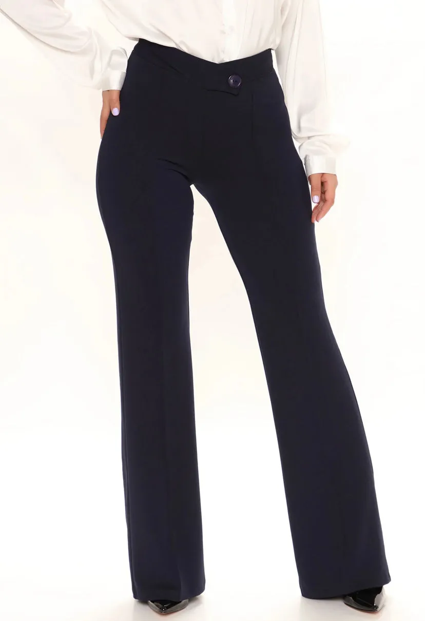 WOMEN Navy Plus Size Wide Leg Dress Pants