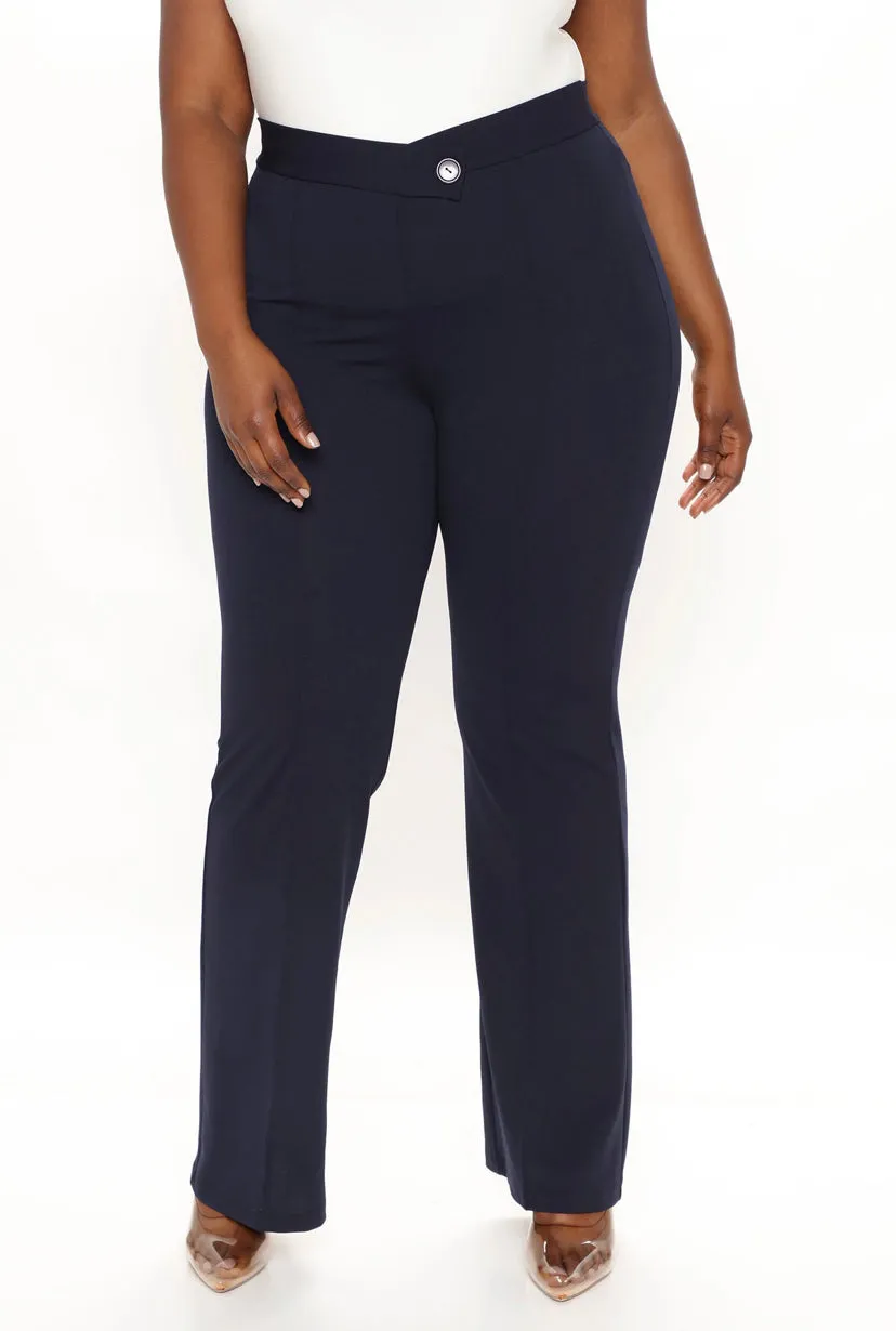 WOMEN Navy Plus Size Wide Leg Dress Pants