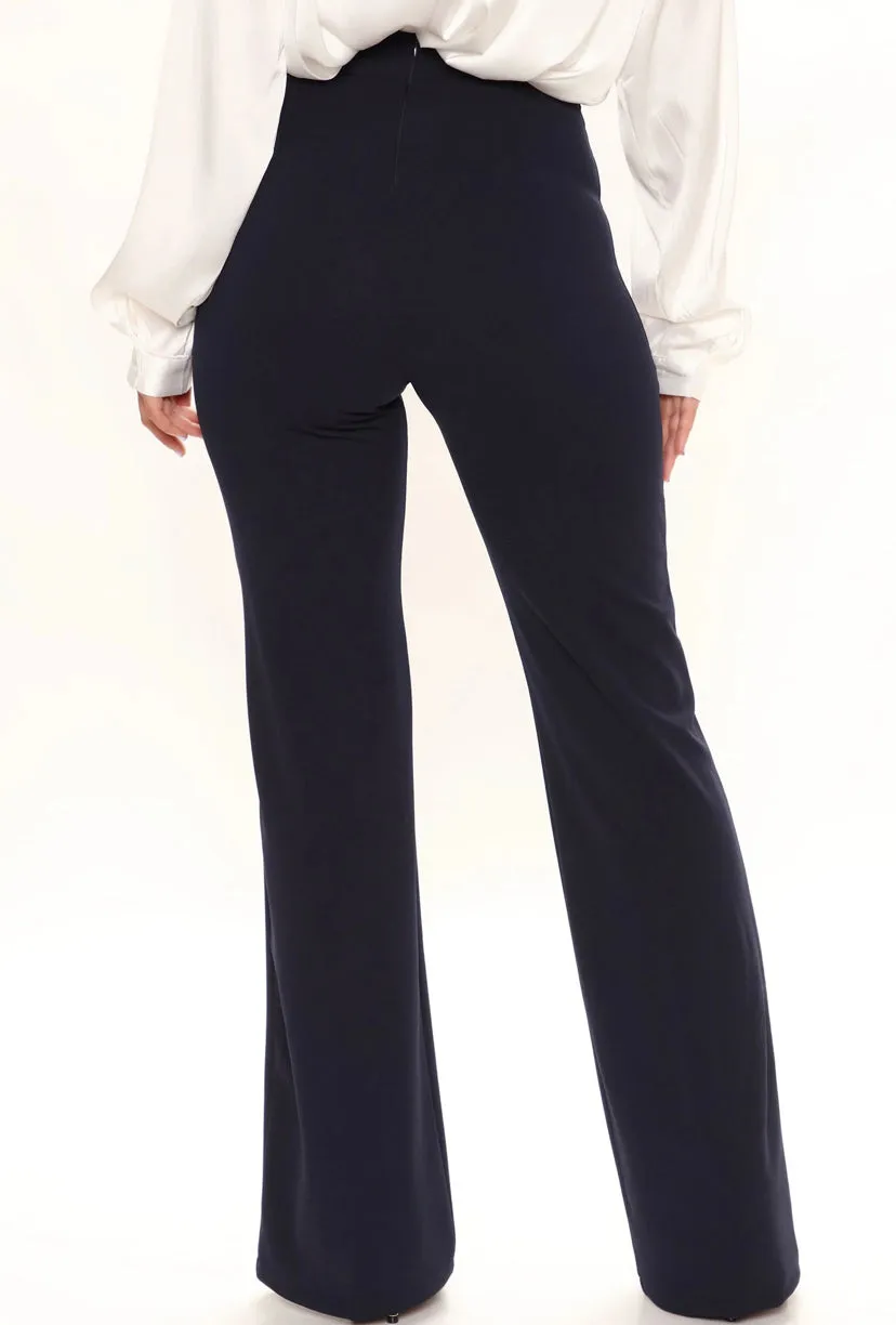 WOMEN Navy Plus Size Wide Leg Dress Pants