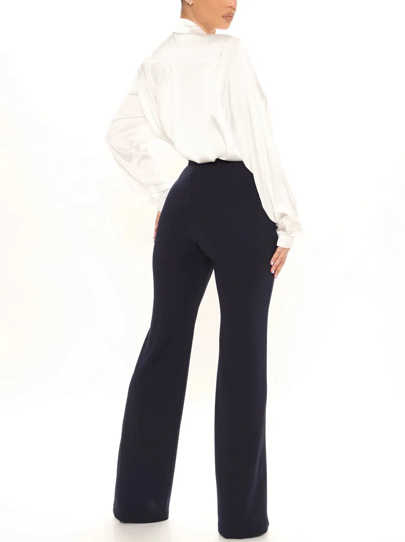 WOMEN Navy Plus Size Wide Leg Dress Pants